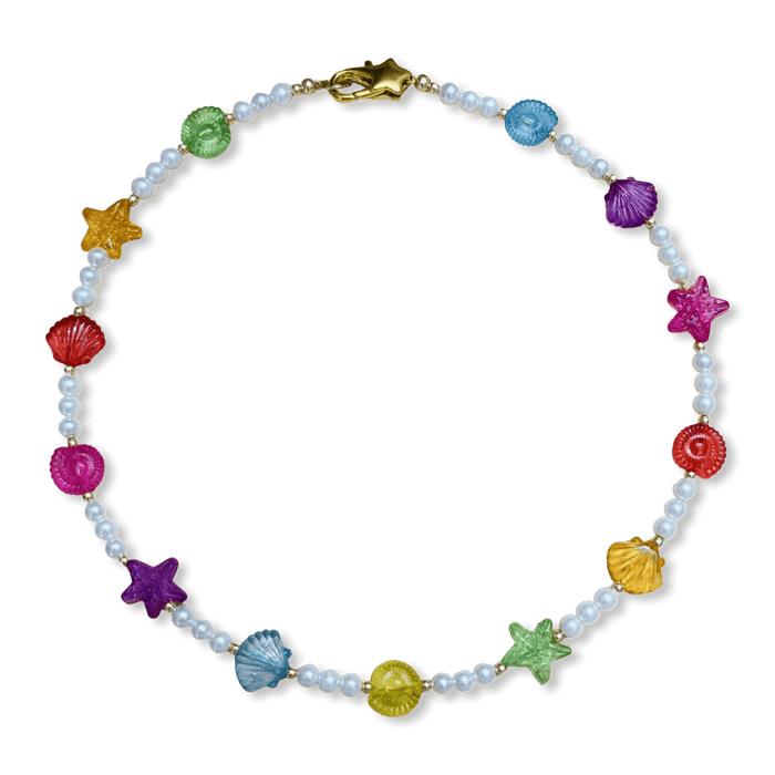 Rainbow Seashell Pearl Beaded Necklace