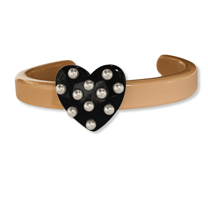 Pearl Polka Dot Heart Thin Cuff Bracelet