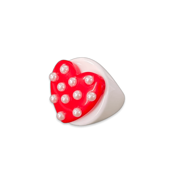 Pearl Polka Dot Heart Circle Ring (more colors)