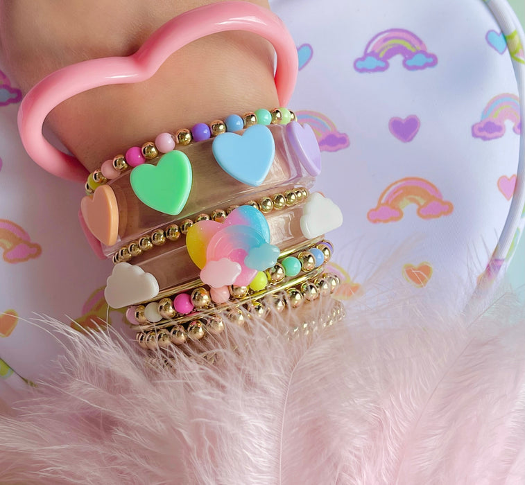 Rainbow Hearts Wide Cuff Bracelet