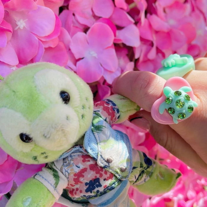 Crystal Turtle Heart Ring
