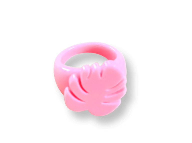 Pink Monstera Palm Leaf Classic Ring