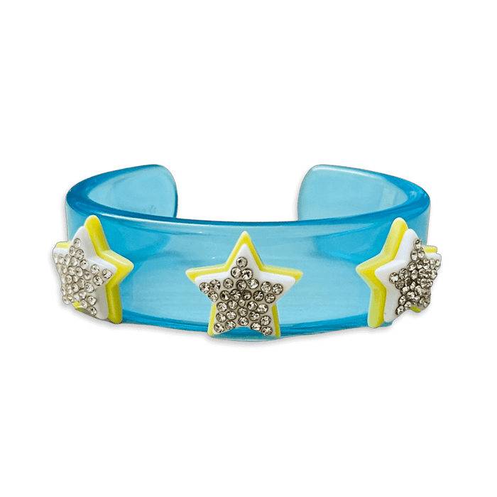 Stacked Star Pave Wide Cuff Bracelet