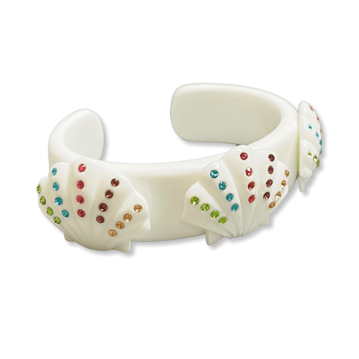 Rainbow Crystal Super Shell Wide Cuff Bracelet