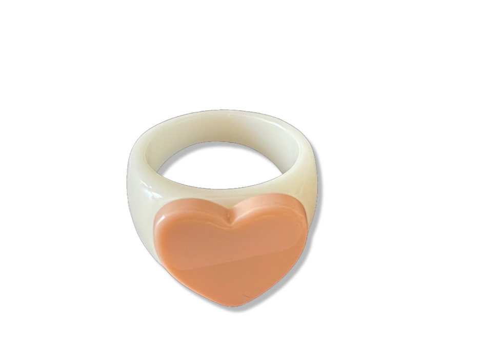 Ivory Brown Sugar Heart Classic Ring