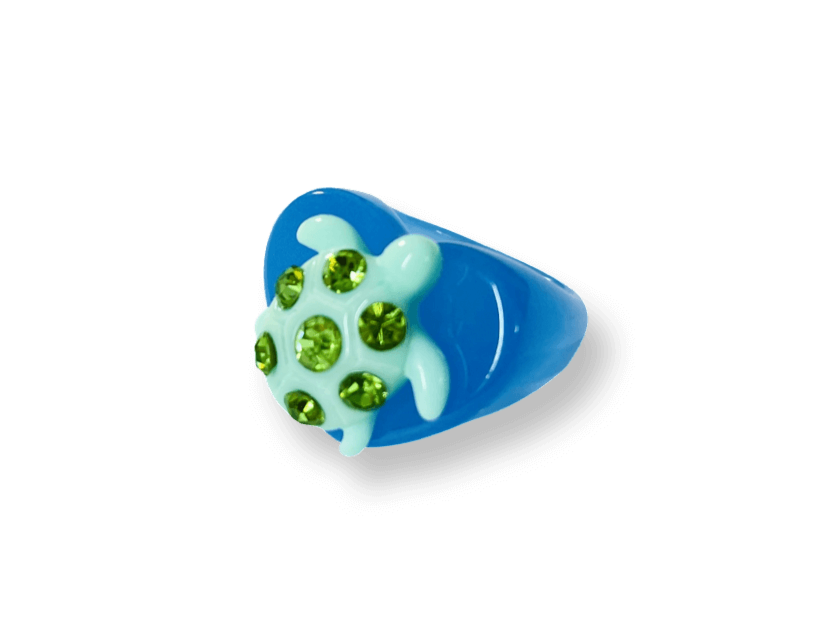 Crystal Turtle Heart Ring
