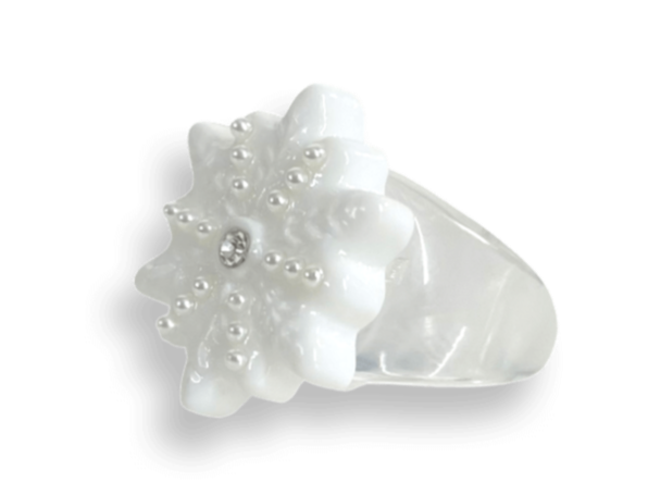 Pearl Crystal Snowflake Classic Ring (more colors)