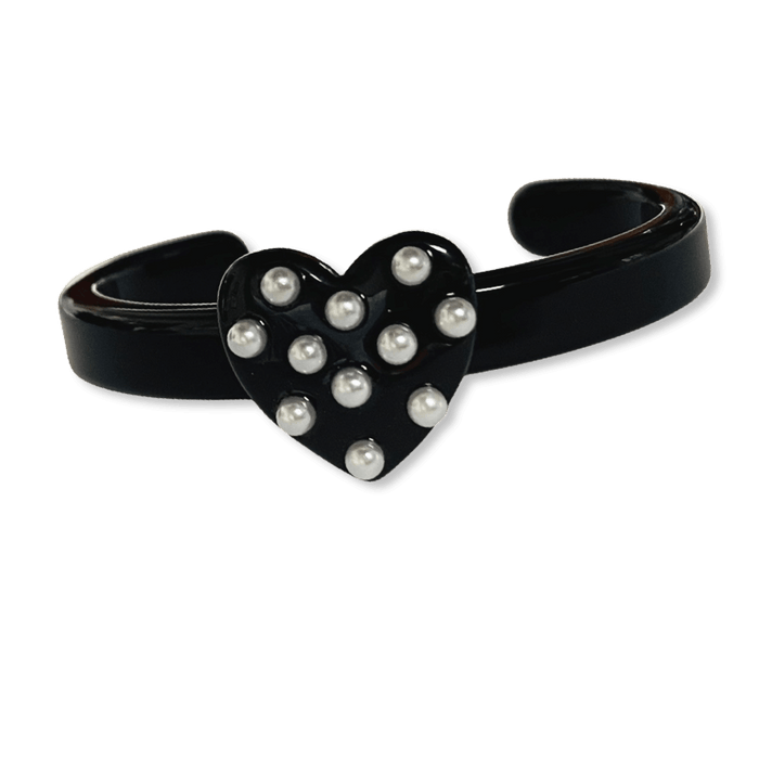Pearl Polka Dot Heart Thin Cuff Bracelet