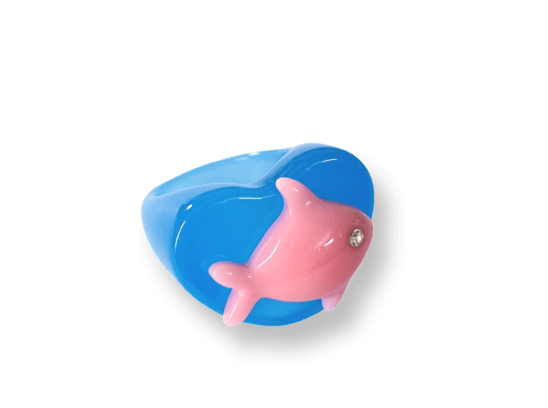 Heart Pink Fish Ring