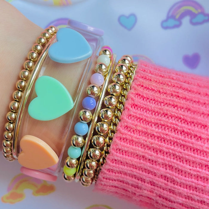 Rainbow Hearts Wide Cuff Bracelet