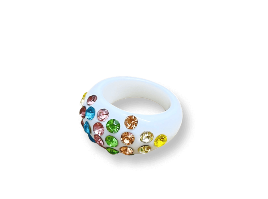 Rainbow Crystal Circle Band Ring
