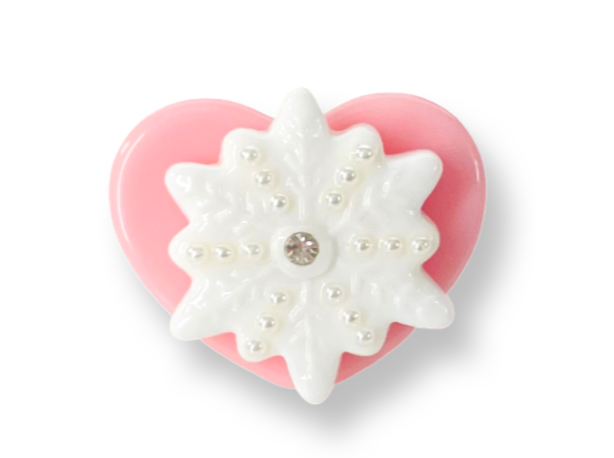 Pearl Crystal Snowflake Heart Ring