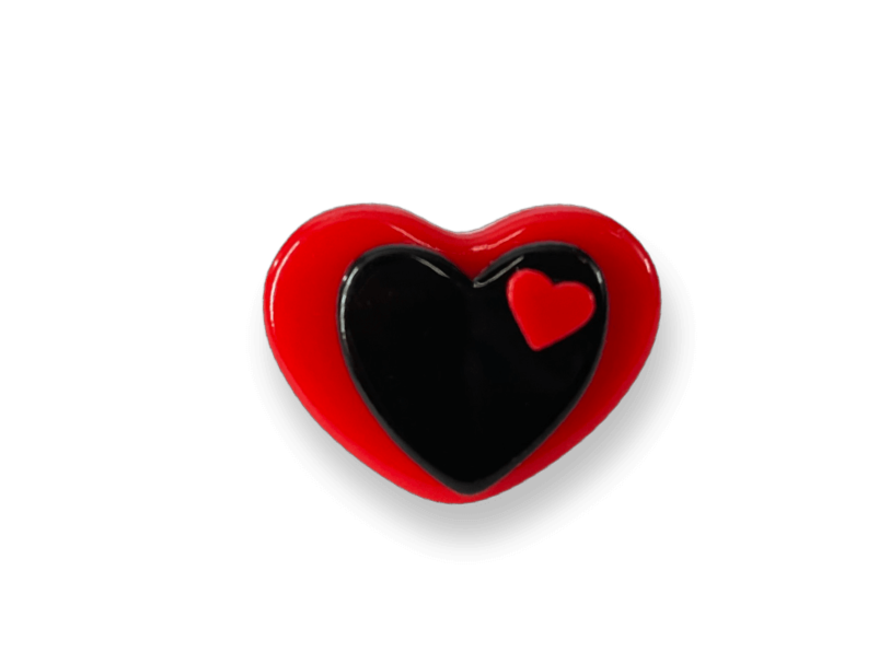 Jet Black and Cherry Red Hearts Ring