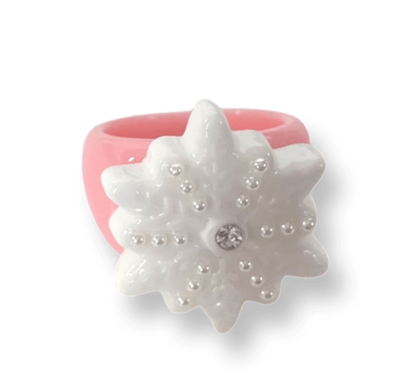 Pearl Crystal Snowflake Classic Ring (more colors)