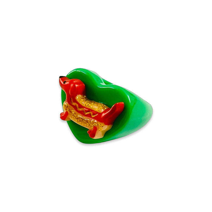 Hot Dog Dachshund Heart Ring