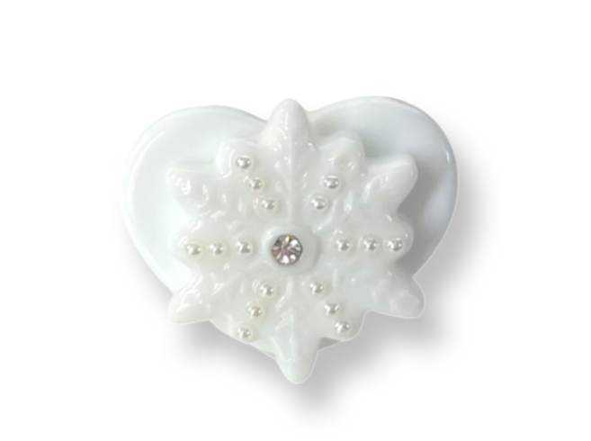 Pearl Crystal Snowflake Heart Ring (more colors)