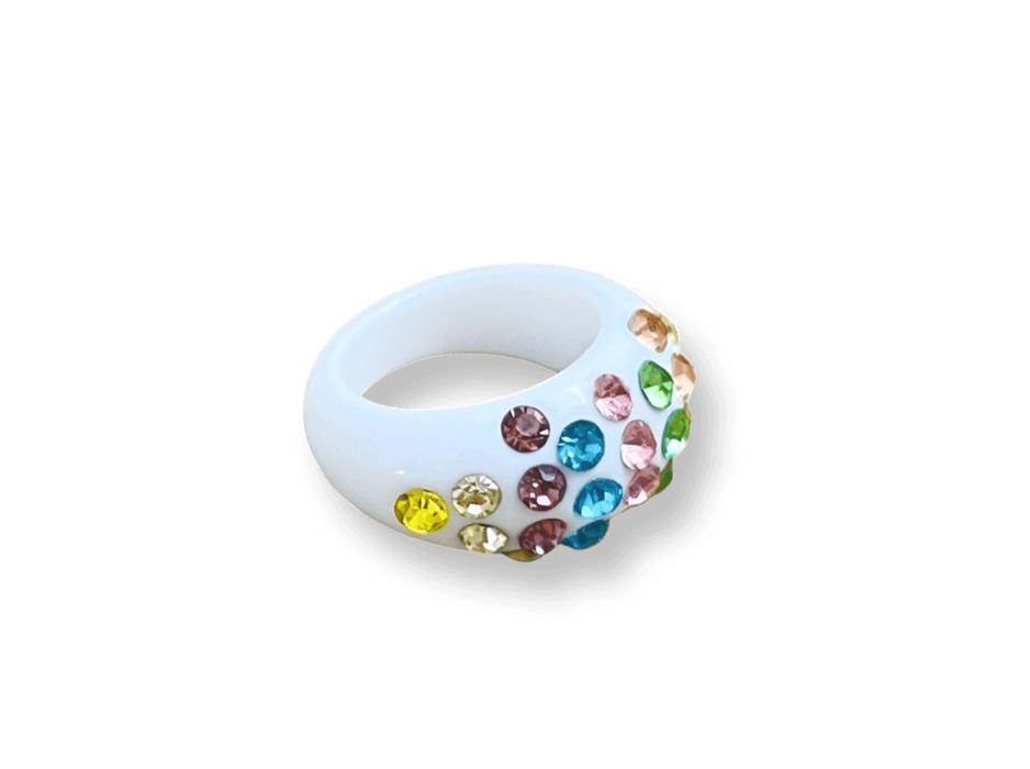 Rainbow Crystal Circle Band Ring