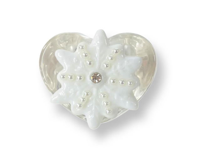 Pearl Crystal Snowflake Heart Ring