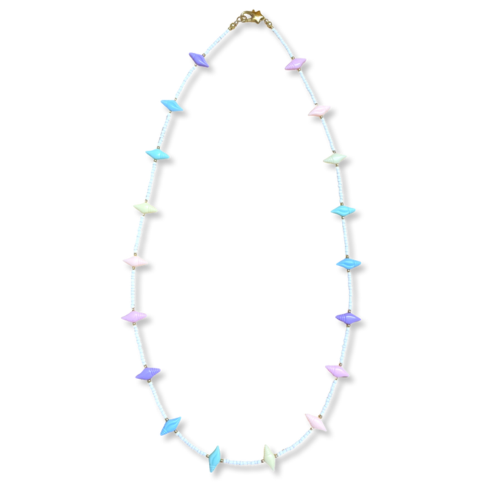 Long Rainbow Shell Beaded Necklace