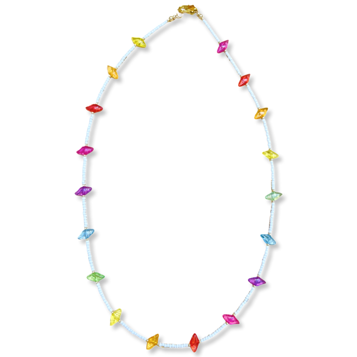 Long Rainbow Shell Beaded Necklace
