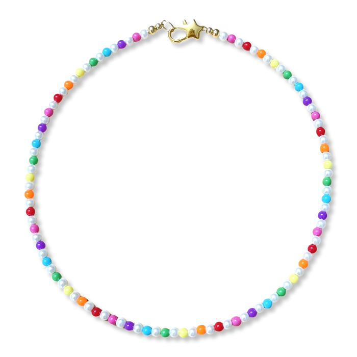 Pearl Necklace With Colored Beads